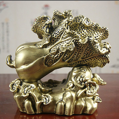 招財百財擺件 樹脂仿銅工藝品開業禮品 吉祥白菜家居擺件定制