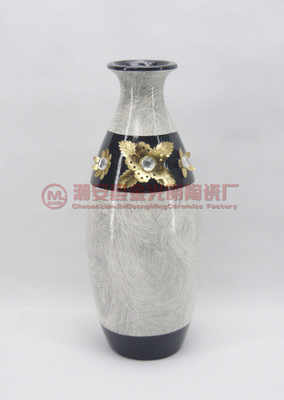 手繪復古歐美風格工藝花瓶 皮革與樹脂鉆的優雅邂逅